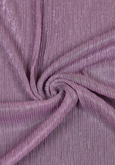 Purple Knit Textured Pre Draped Saree