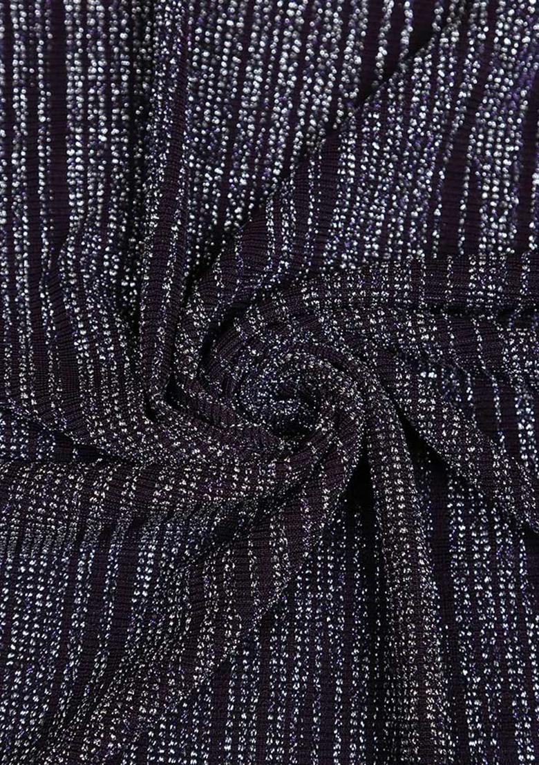 Dark Purple Knit Textured Lehenga Set