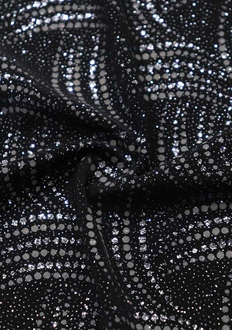 Black Knit Glitter Pre Draped Saree