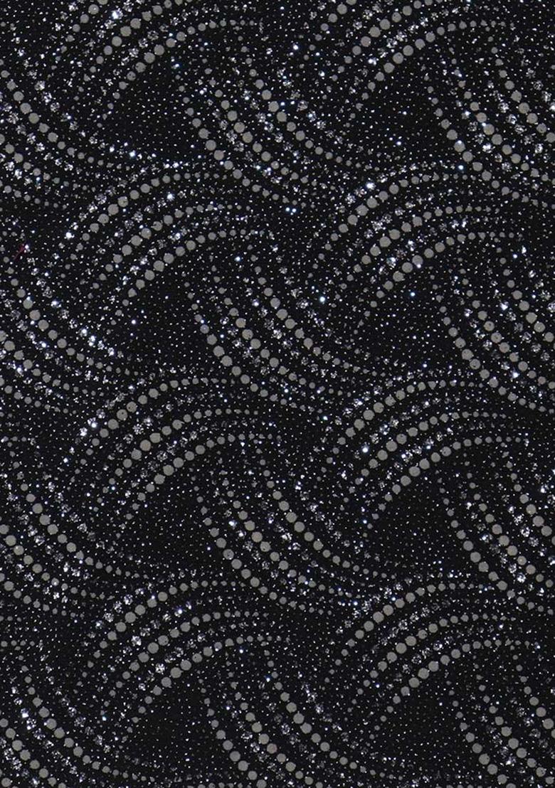 Black Knit Glitter Pre Draped Saree