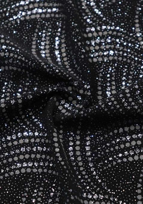 Black Knit Glitter Pre Draped Saree
