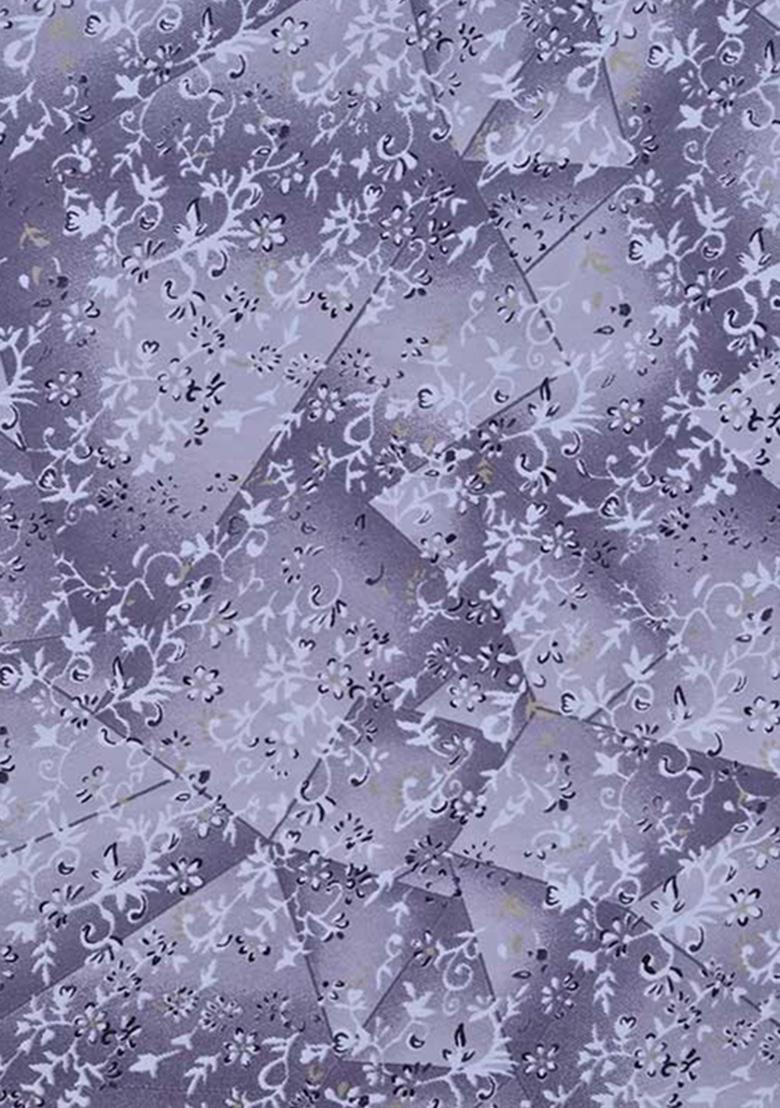 Purple Crepe Abstract Printed Pre Draped Saree Set - Indya