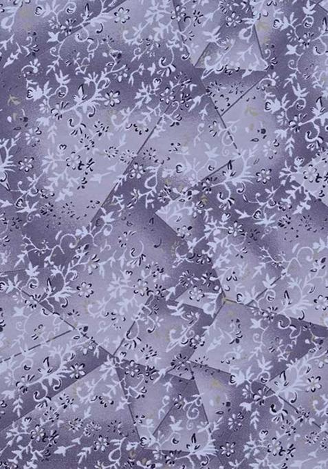 Purple Crepe Abstract Printed Pre Draped Saree Set