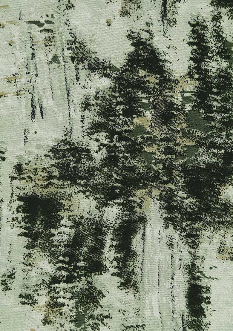 Green Crepe Abstract Printed Pre Draped Saree Set - Indya