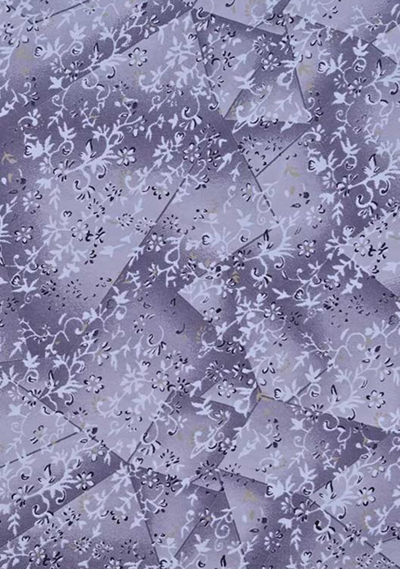 Purple Floral Print Crepe Pre Draped Saree Set - Indya