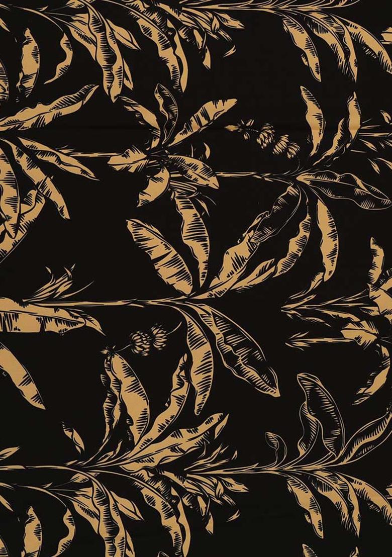 Black Abstract Print Crepe Pre Draped Saree Set - Indya