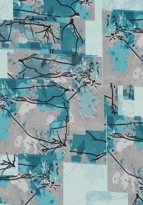 Light Blue Abstract Print Crepe Pre Draped Saree Set