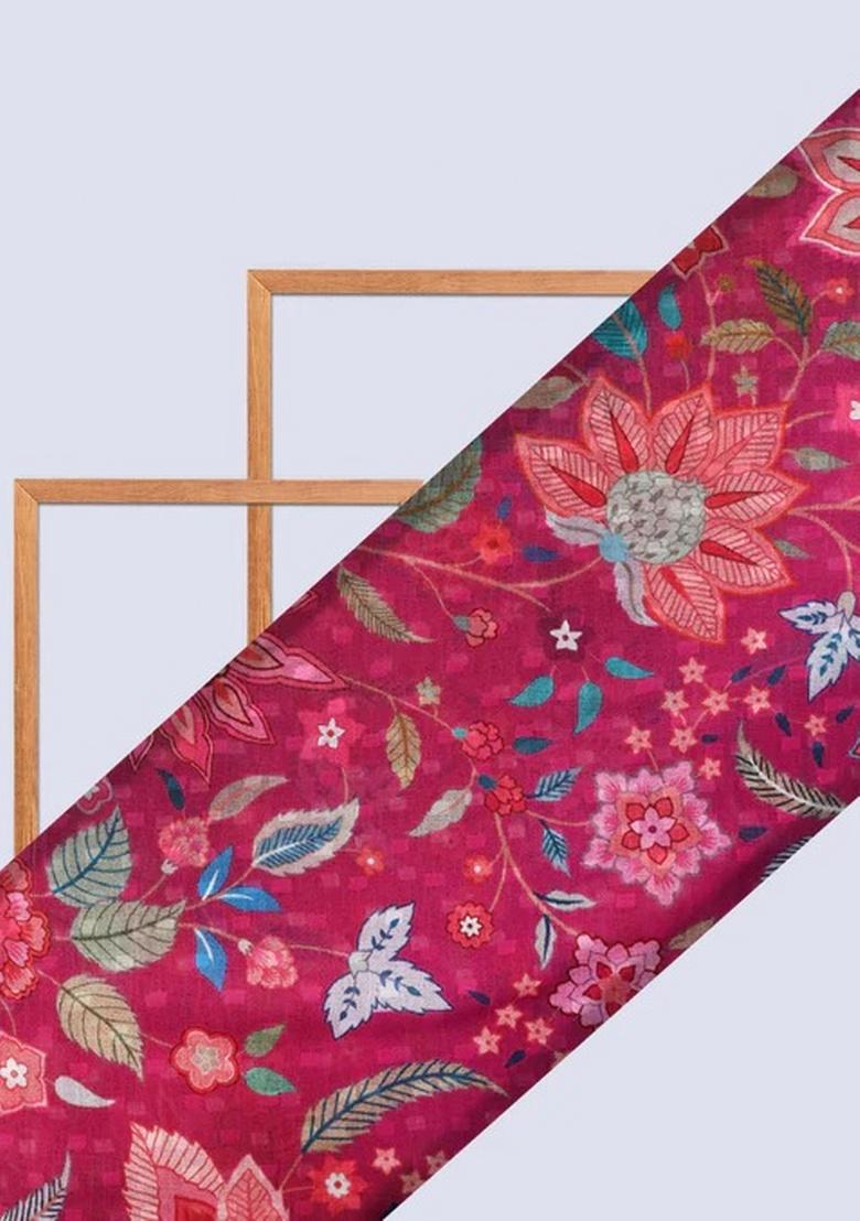 Pink Floral Printed Pre Draped Saree Set