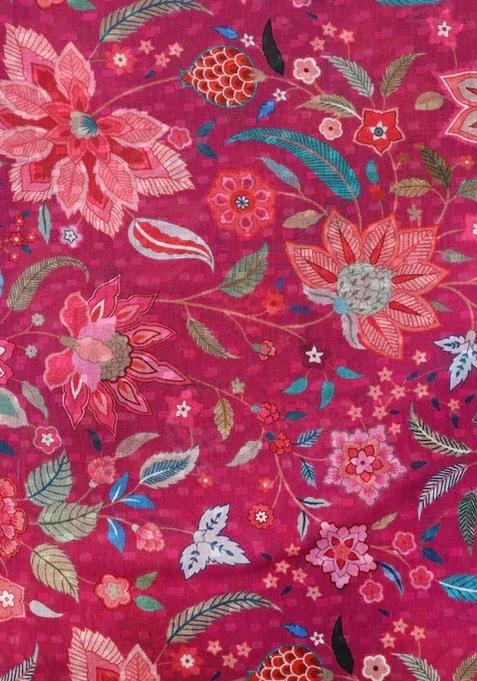 Pink Floral Printed Pre Draped Saree Set