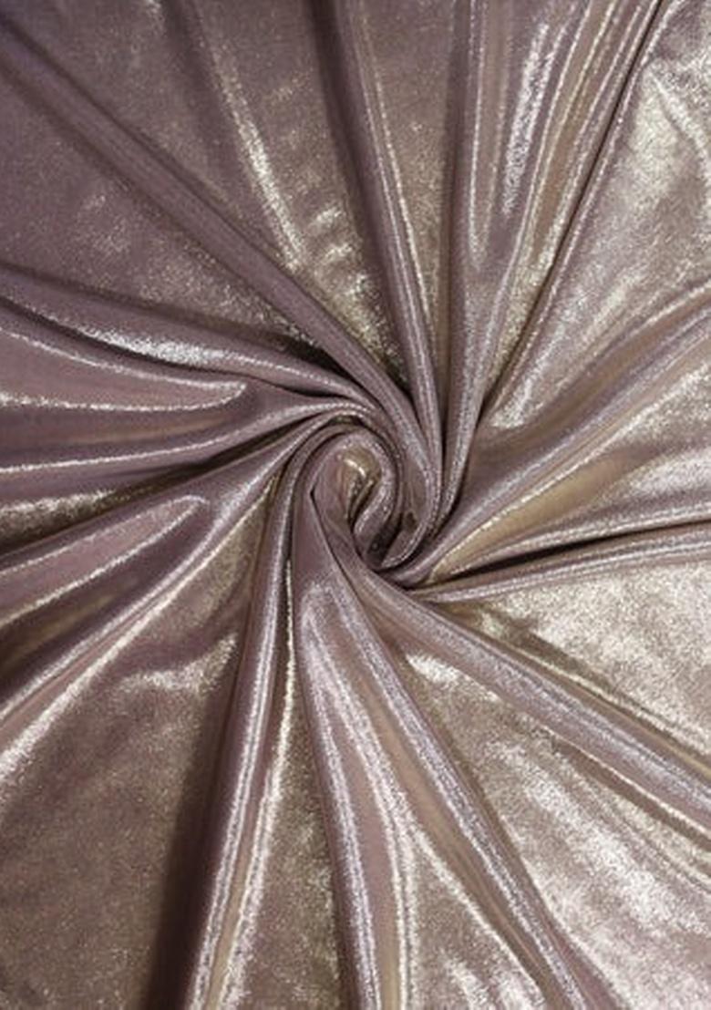 Rose Pink Foil Printed Pre Draped Saree Set