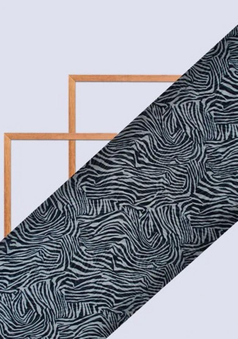 Black And White Georgette Abstract Printed Pre Draped Saree Set