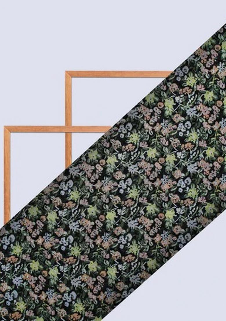 Green Georgette Floral Printed Pre Draped Saree Set