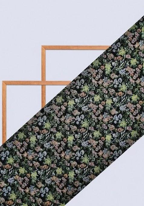 Green Georgette Floral Printed Pre Draped Saree Set