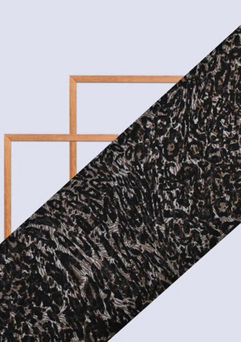 Brown Georgette Abstract Printed Pre Draped Saree Set