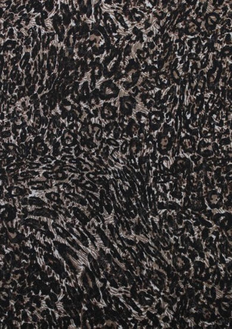 Brown Georgette Abstract Printed Pre Draped Saree Set