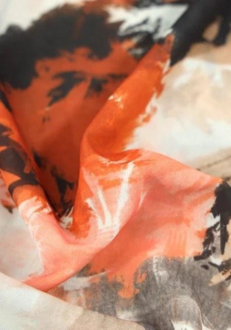 Multicolor Abstract Print Georgette Pre Draped Saree Set