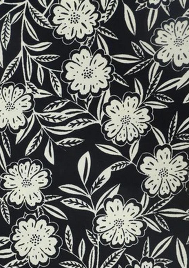 Black Floral Print Georgette Pre Draped Saree Set