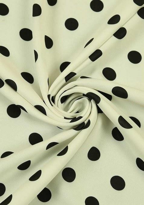 Black And White Polka Dot Print Crepe Pre Draped Saree Set