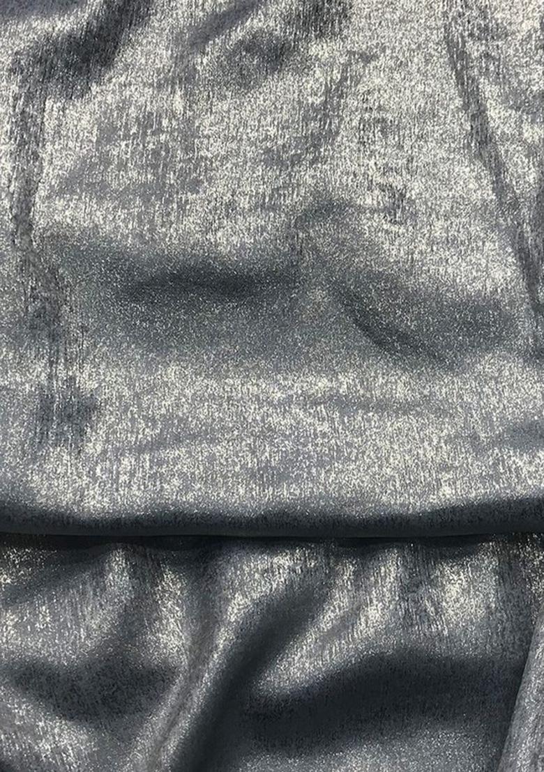 Grey Shimmer Georgette Pre Draped Saree Set