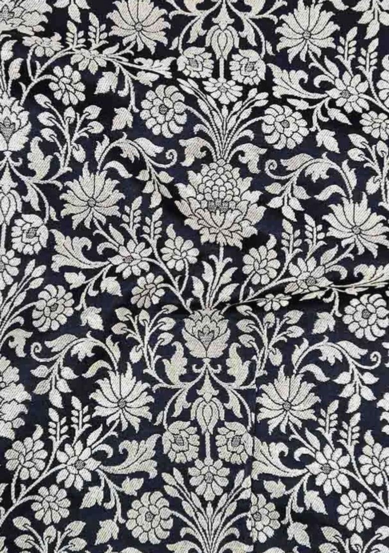 Black Brocade Pre Draped Saree Set