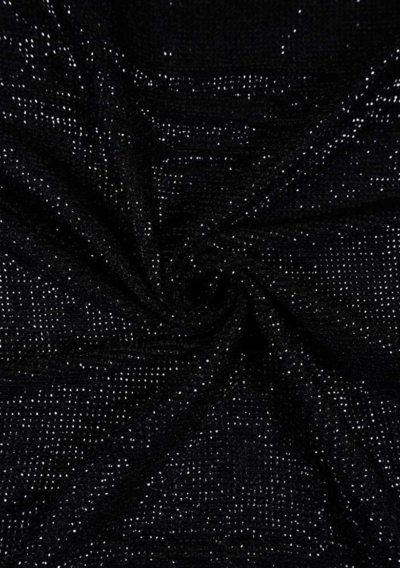 Black Georgette Sequin Blouse Pre Draped Saree Set