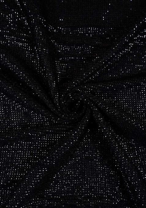 Black Georgette Sequin Blouse Pre Draped Saree Set