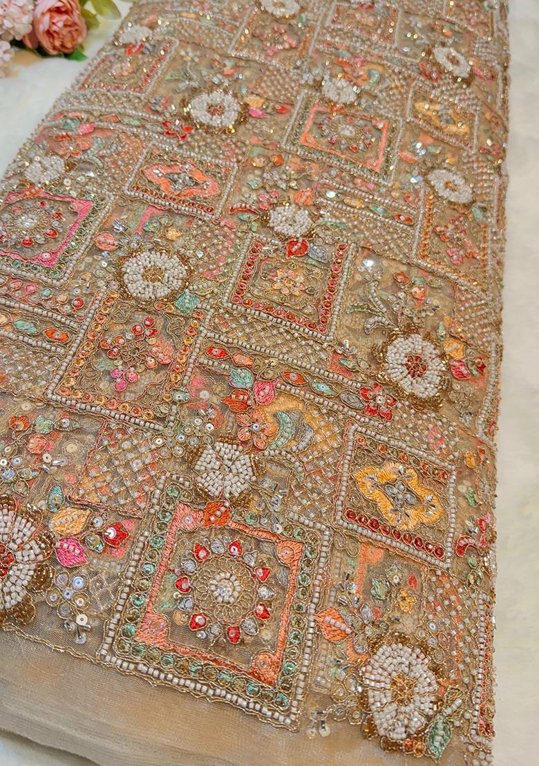 Black Embellished Blouse Georgette Pre Draped Saree Set