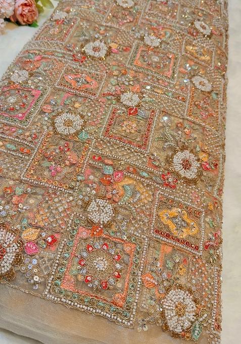 Black Embellished Blouse Georgette Pre Draped Saree Set