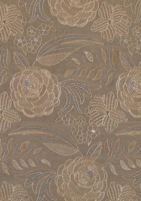 Cream Satin Embroidered Pre Draped Saree Set