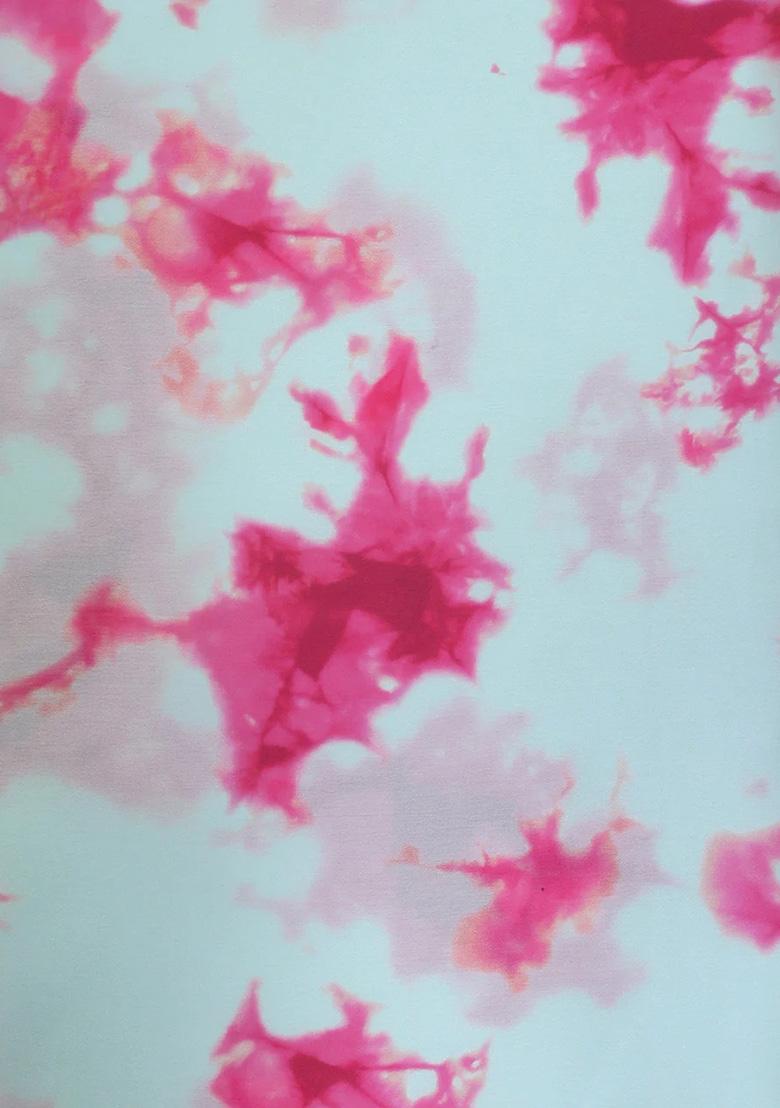 Pink Georgette Tie And Dye Pre Draped Saree Set - Indya