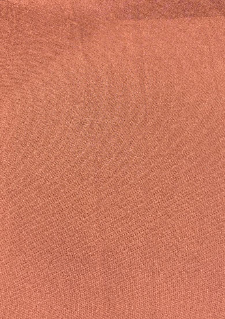 Brown Crepe Pre Draped Saree Set