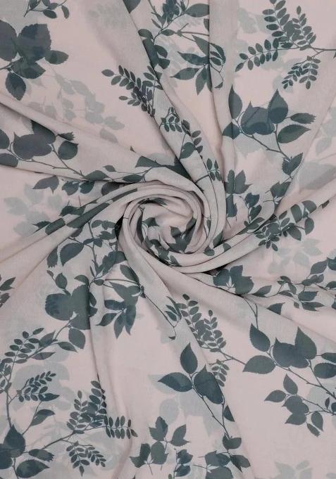 Pink Leaf Printed Pre Draped Saree Set