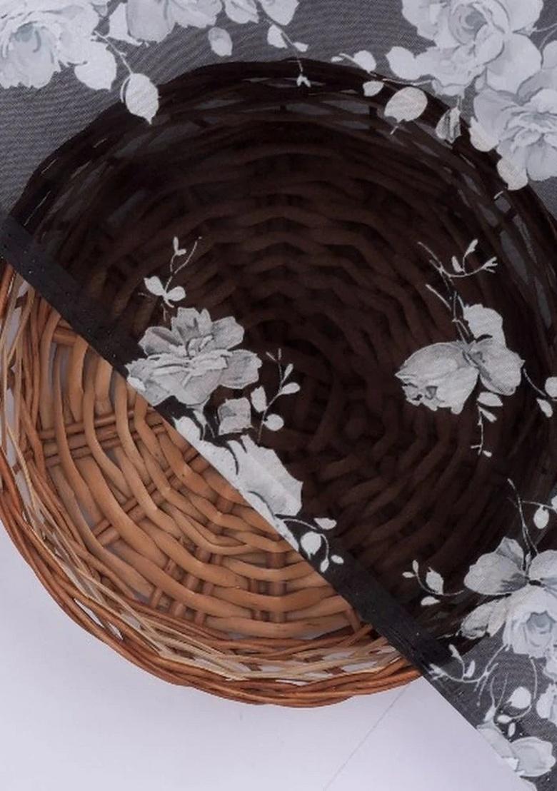 Black Organza Floral Printed Pre Draped Saree Set - Indya