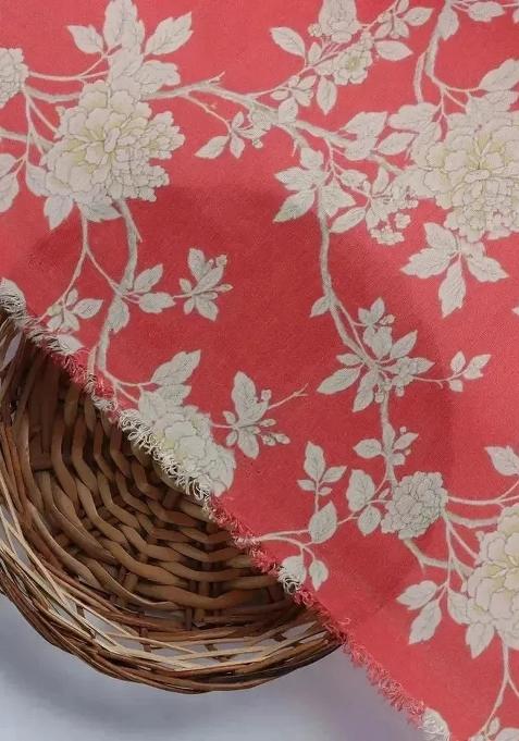 Orange Muslin Floral Printed Pre Draped Saree Set