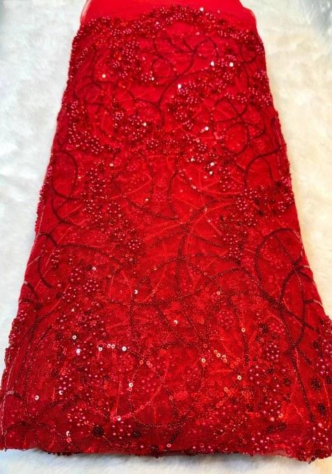 Red Embellished Blouse Georgette Pre Draped Saree Set