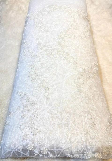 White Embellished Blouse Georgette Pre Draped Saree Set