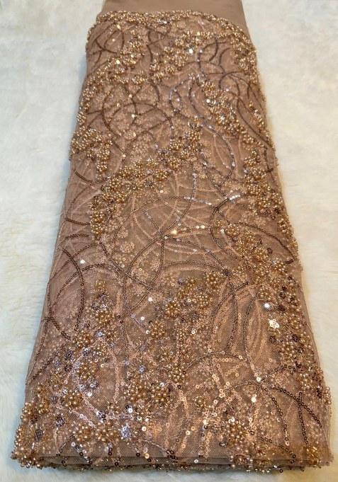 Beige Embellished Blouse Georgette Pre Draped Saree Set