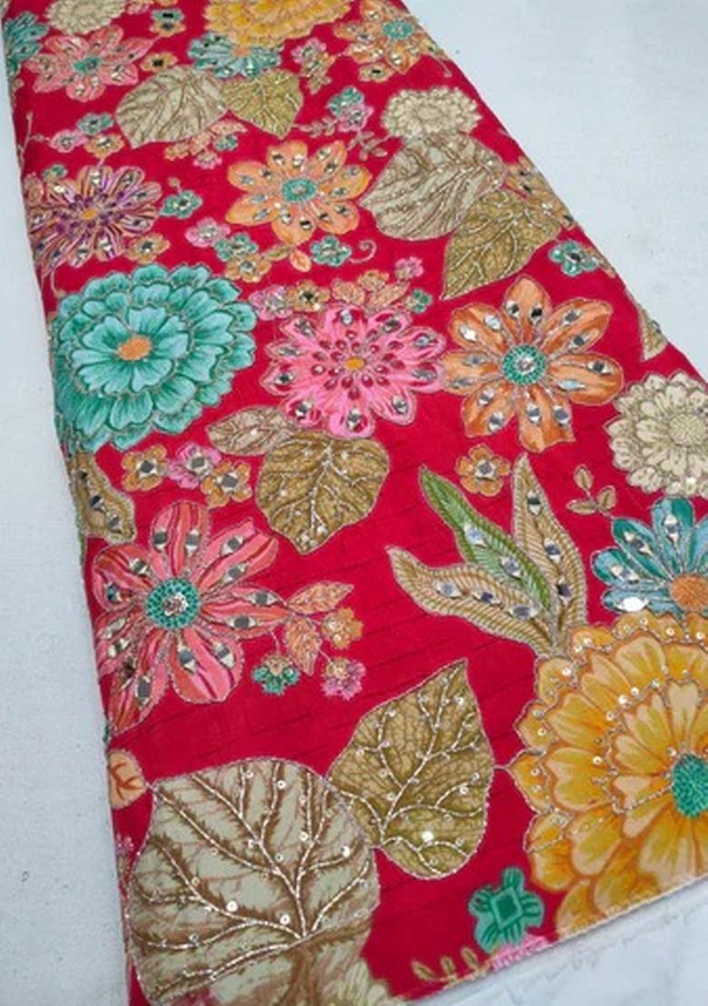 Pink Embroidered Blouse Georgette Pre Draped Saree Set - Indya