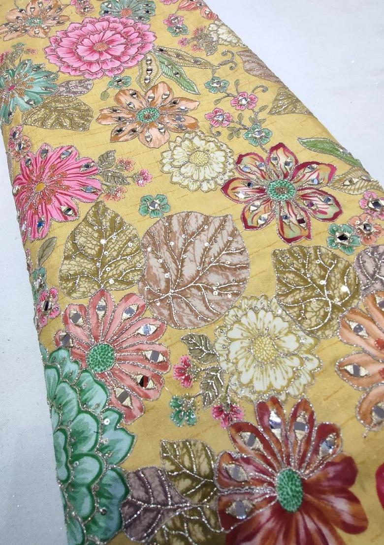 Orange Embroidered Blouse Georgette Pre Draped Saree Set