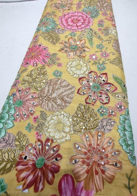 Orange Embroidered Blouse Georgette Pre Draped Saree Set