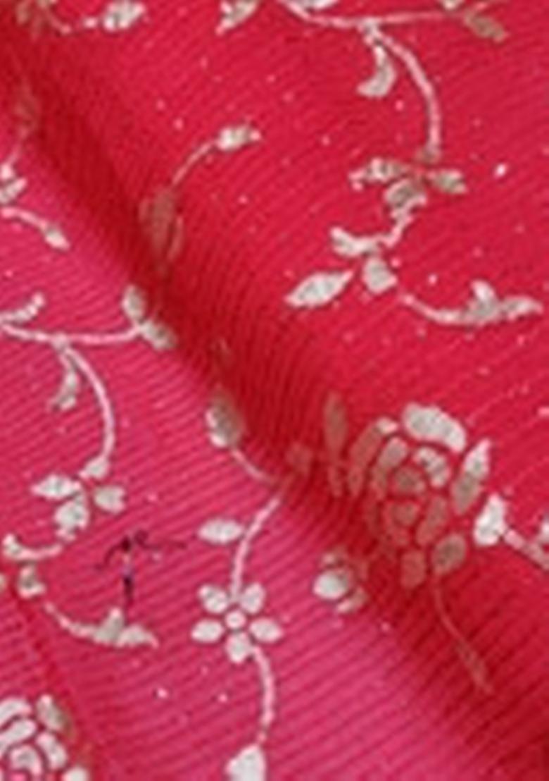 Pink Embroidered Blouse Georgette Pre Draped Saree Set