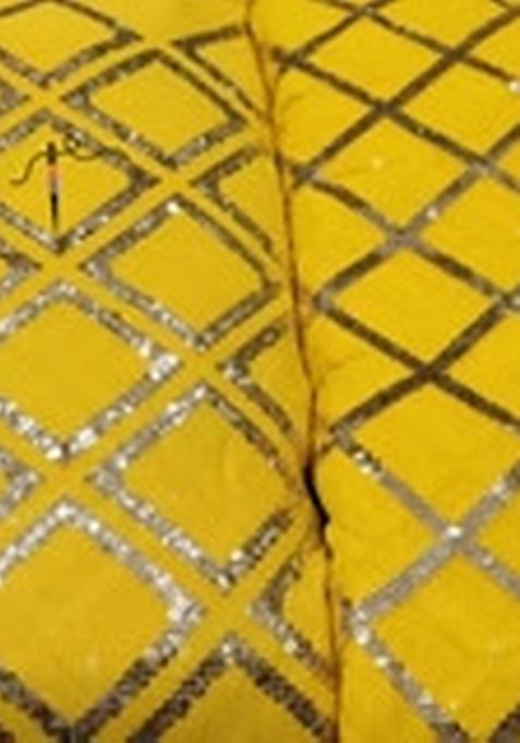 Yellow Sequin Embroidered Blouse Georgette Pre Draped Saree Set