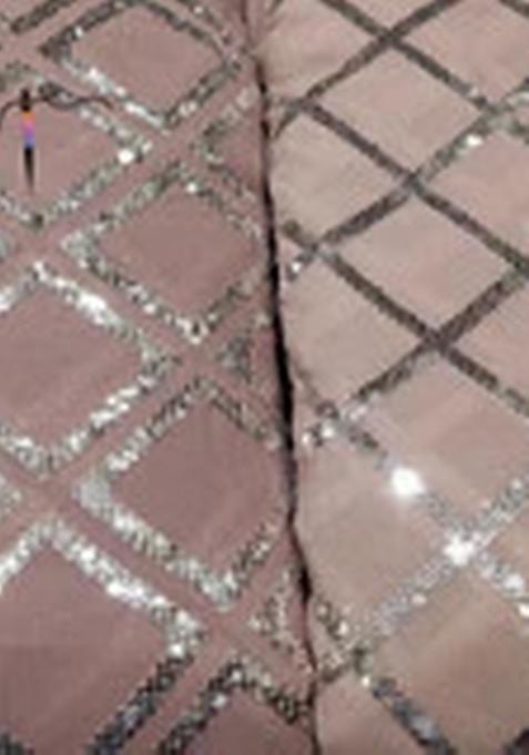 Light Peach Sequin Embroidered Blouse Georgette Pre Draped Saree Set