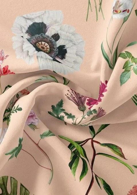 Peach Floral Printed Crepe Pre Draped Saree Set