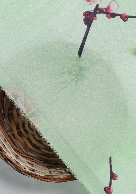 Mint Green Floral Printed Crepe Pre Draped Saree Set