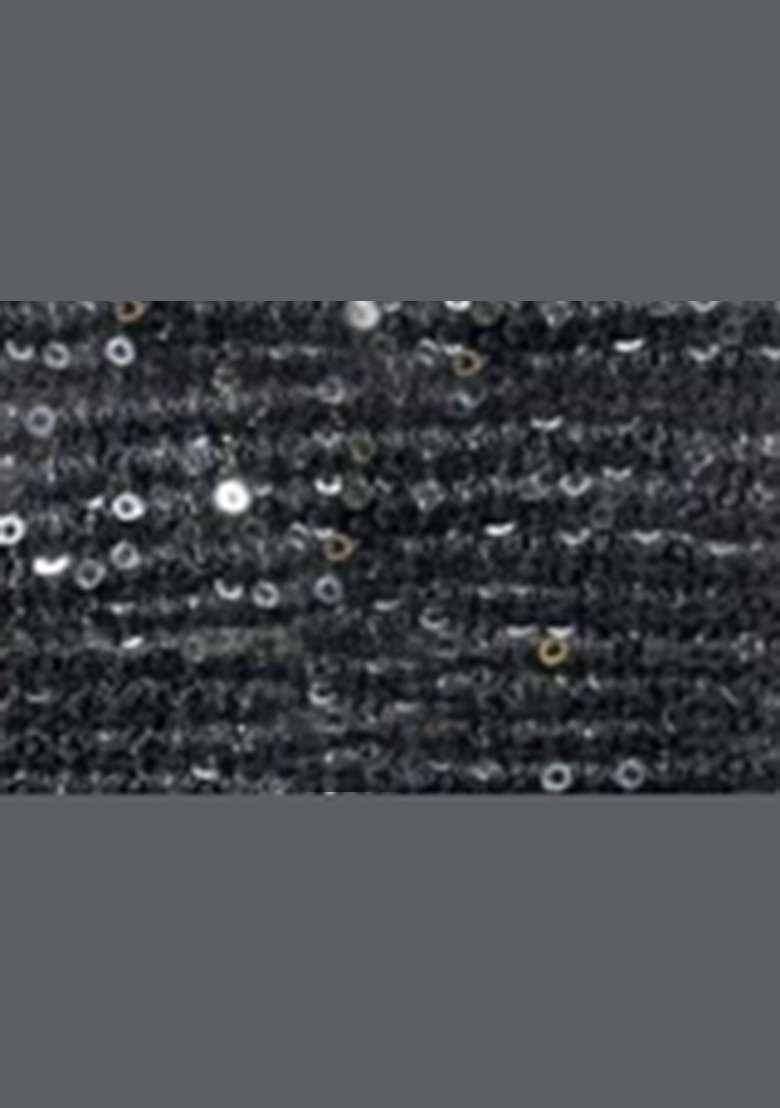 Dark Grey Sequins Embroidery Net Pre Stitched Saree Set - Indya