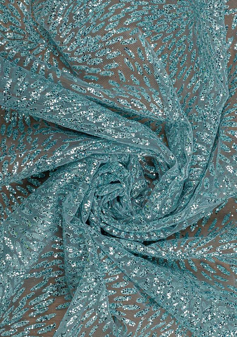 Blue Embroidery Net Pre Stitched Saree Set - Indya
