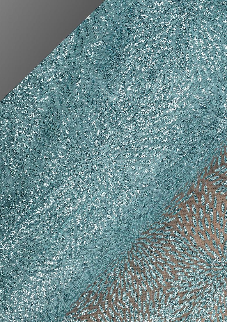 Blue Embroidery Net Pre Stitched Saree Set - Indya