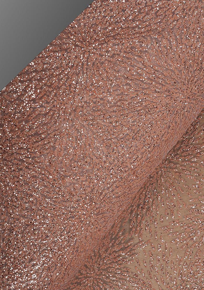 Peach Embroidery Net Pre Stitched Saree Set - Indya