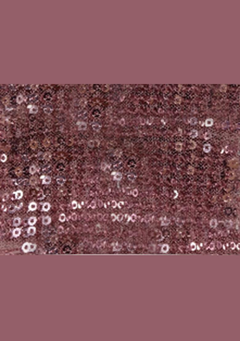 Pink Sequins Embroidery Net Pre Draped Saree Set - Indya